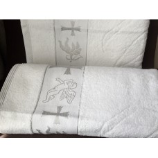 Крыжма полотенце для крещения махровая 70*140 серебро